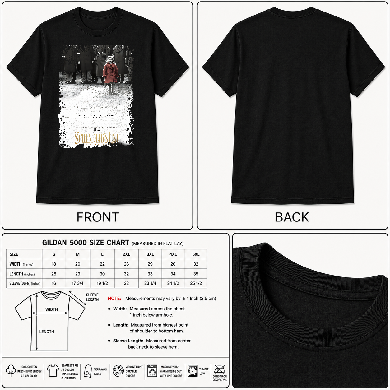 Schindlers List - Movie Poster Inspired Unisex Black Shirt
