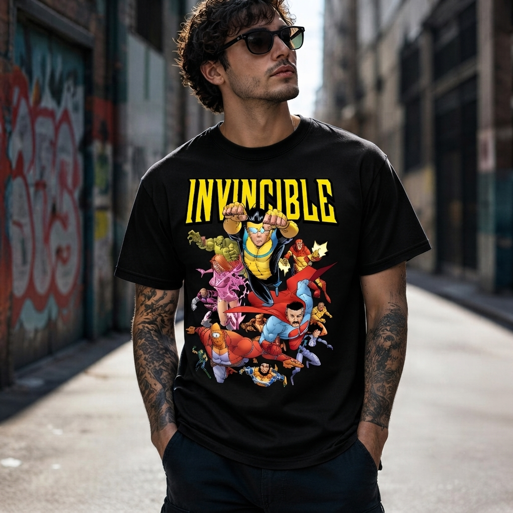 Invincible Superhero Comic Vintage Wash Shirt - HQ