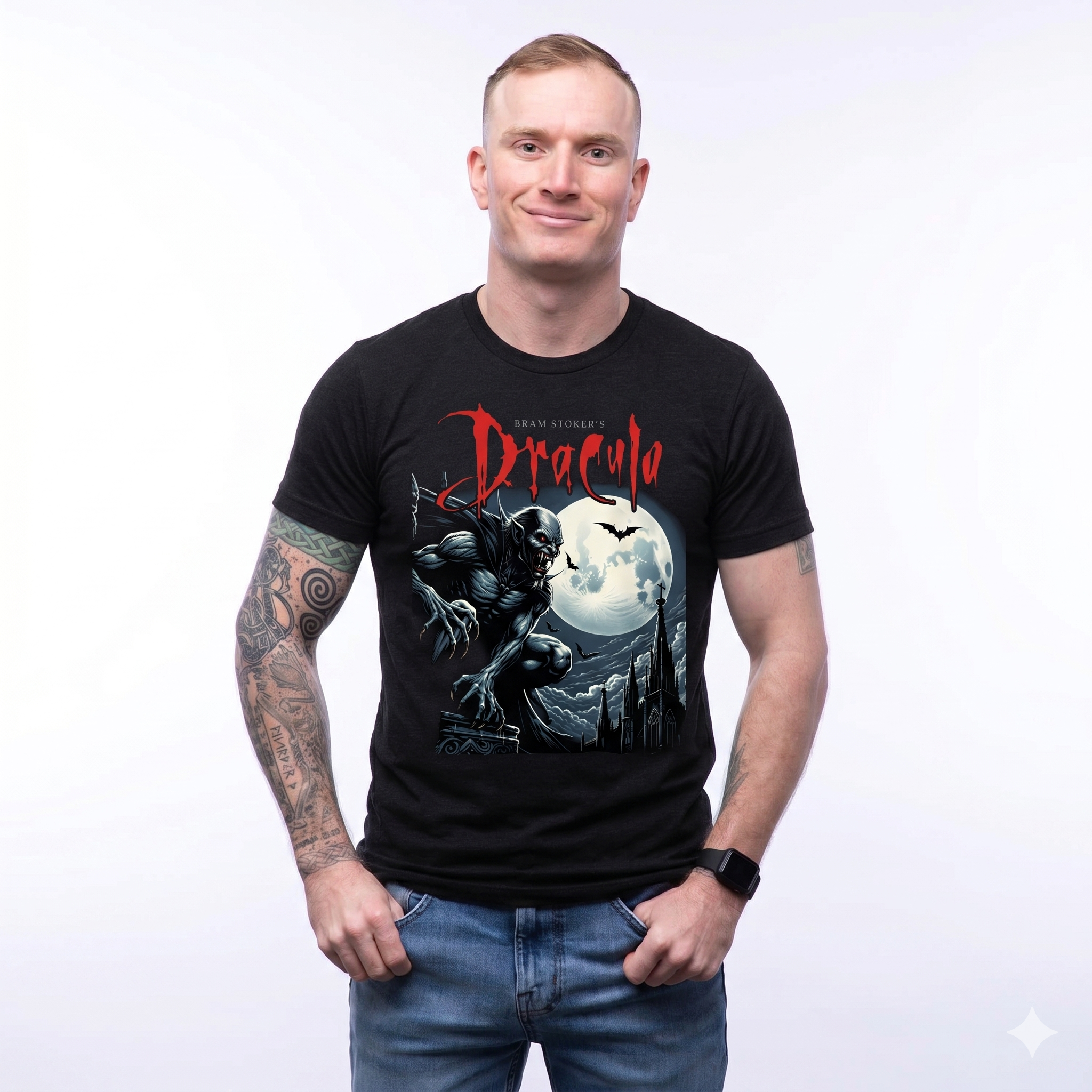 Bram Stoker's Dracula T Shirt - Vampire Classic Graphic Tee Halloween Art - New-TH82085