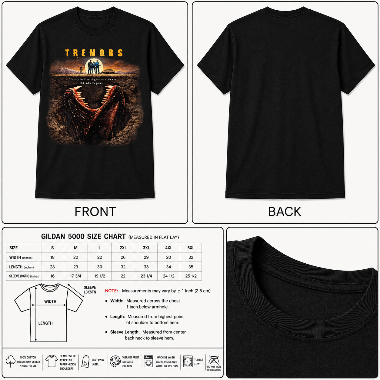 Tremors Shirt Movie Poster Unisex 90s Horror Retro Vintage Classic - HQ
