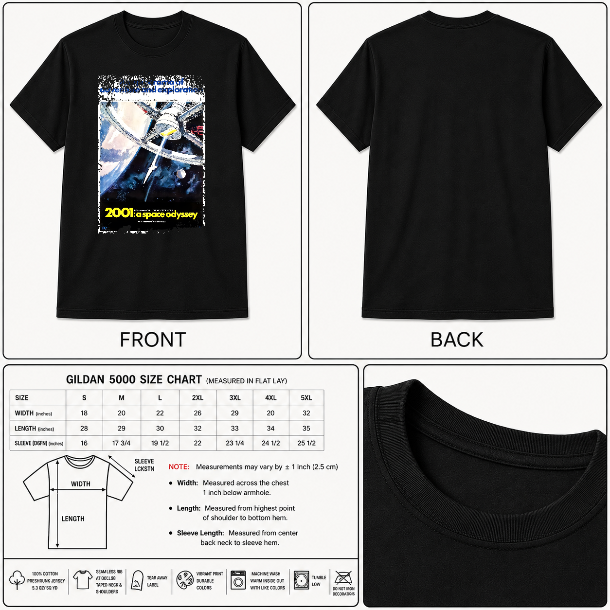 2001: A Space Odyssey (1968) - Movie Poster inspired Unisex Black Shirt