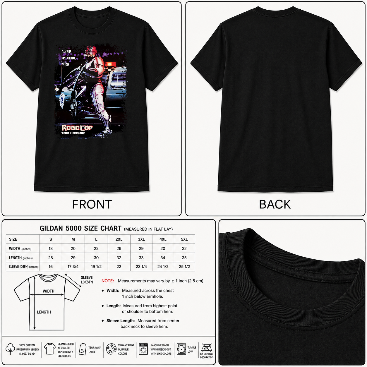 Robocop - Movie Poster Inspired Unisex Black T-Shirt - HQ