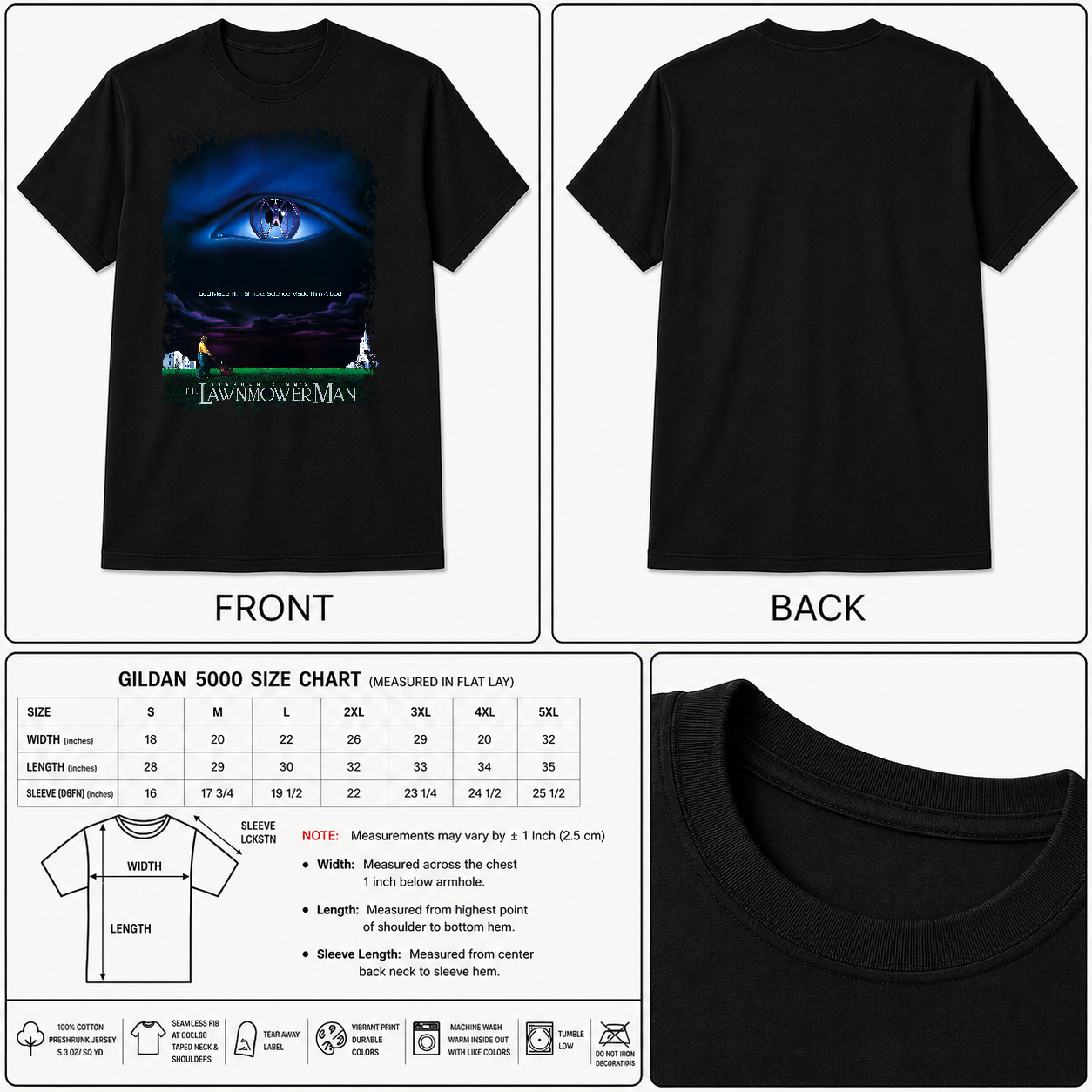 The Lawnmower Man - Movie Poster inspired Unisex Black T-Shirt - HQ
