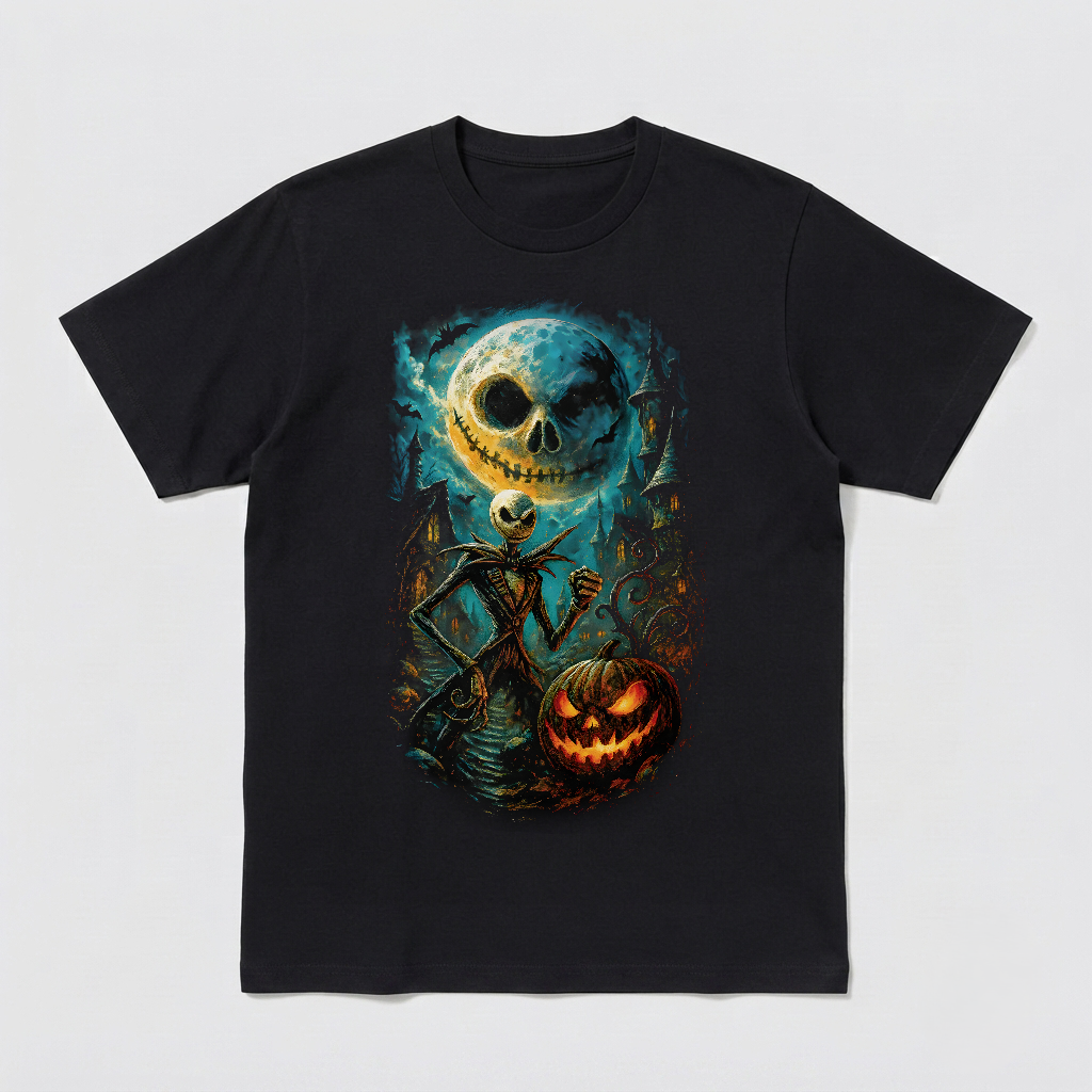 Nightmare Before Christmas Inspired Dark Horror Art Unisex Black Shirt