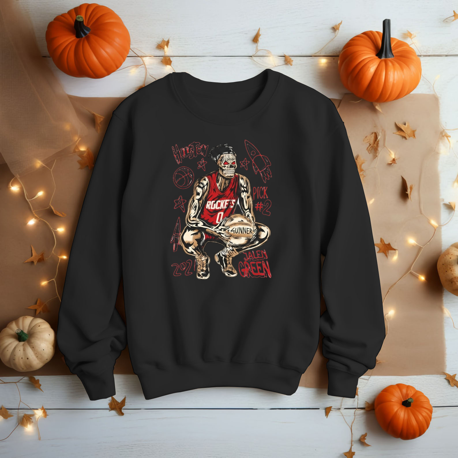 Skeleton Basketball Player Graphic Tee Red Jersey Grunge Streetwear Shirt