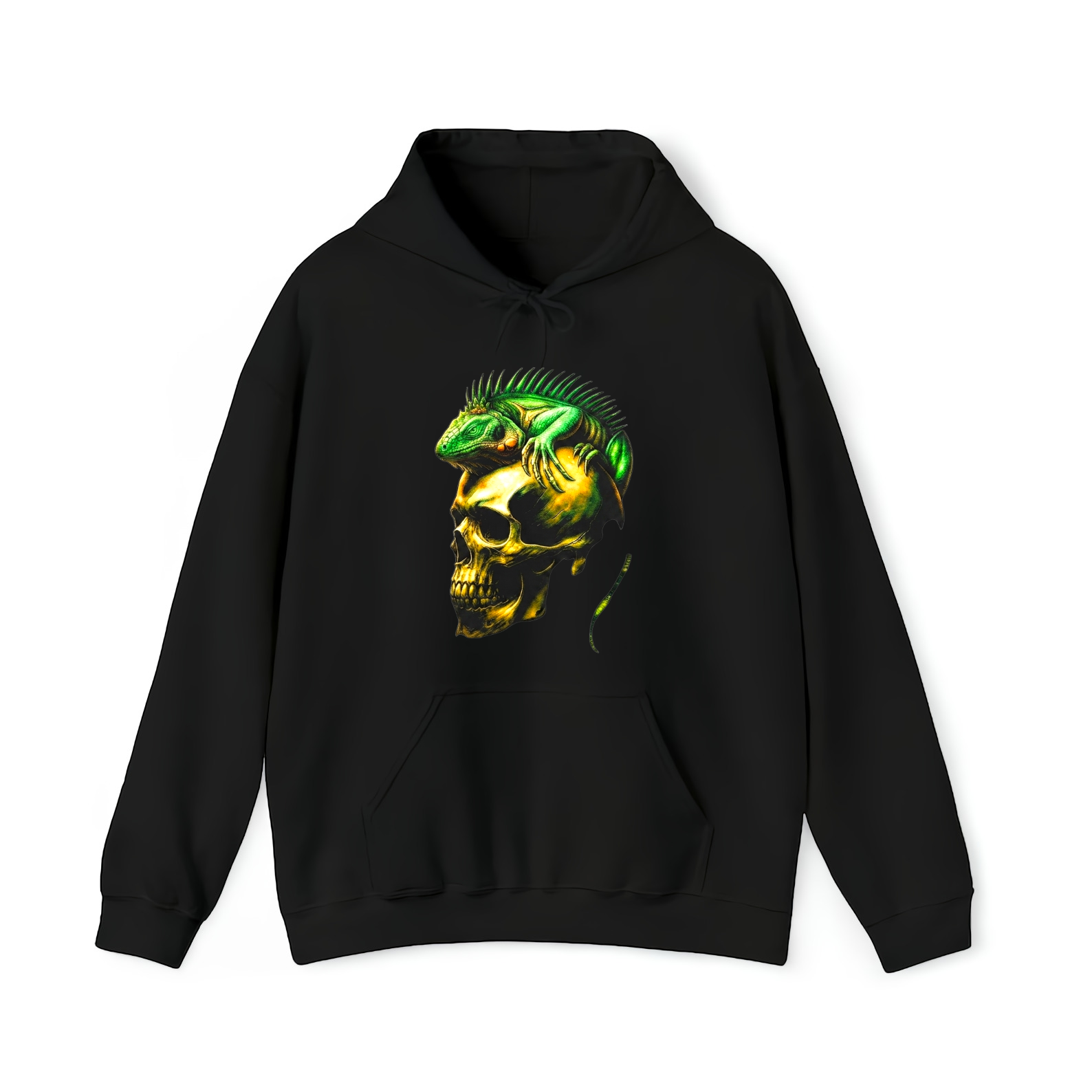 Iguana Skull Shirt Green Reptile Skeleton Gothic Horror Graphic Art Cool Tee