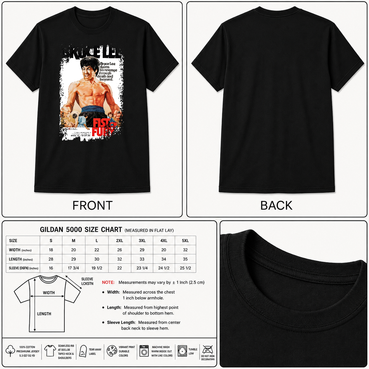 Fist of Fury - Movie Poster Inspired Unisex Black Shirt
