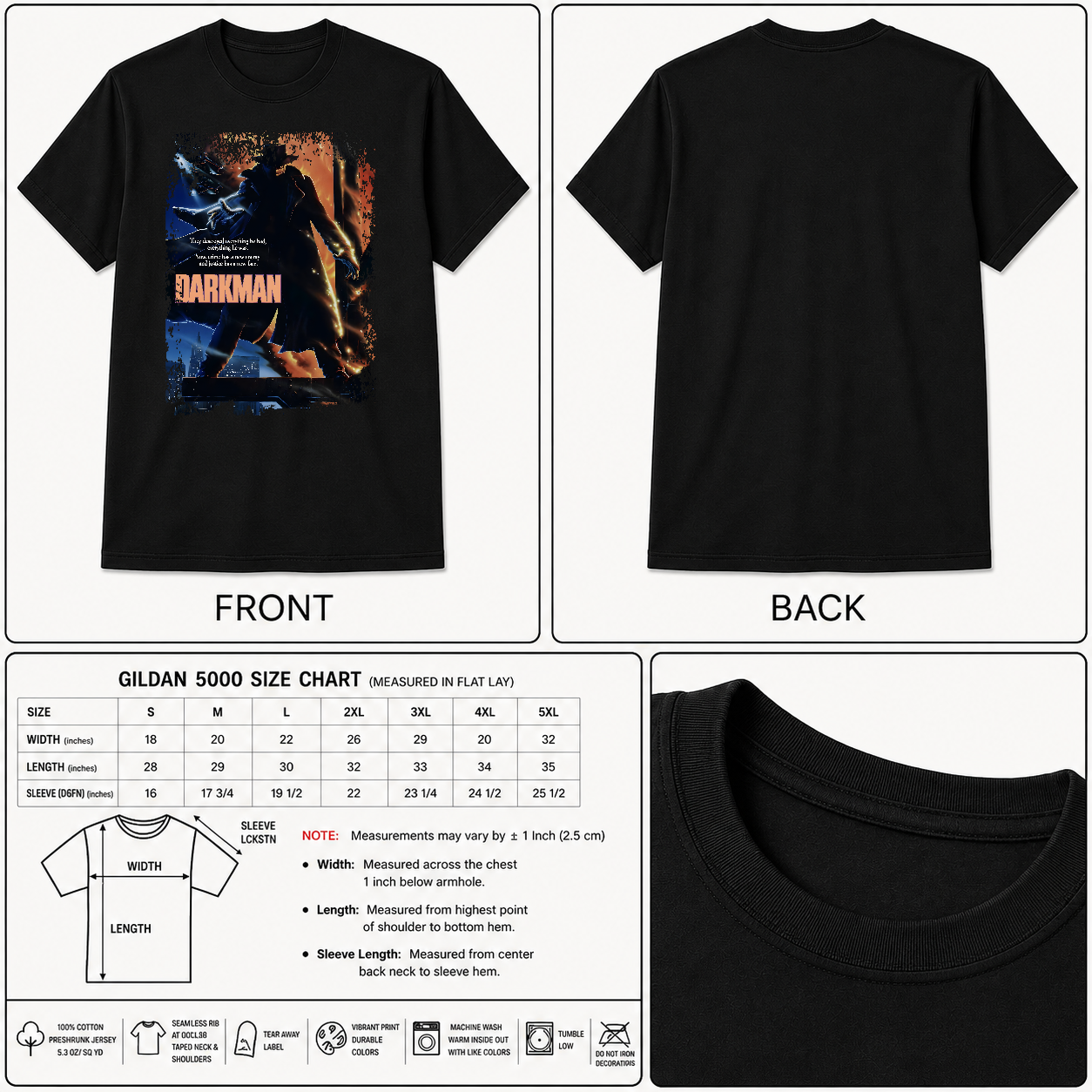 Darkman - Movie Poster Inspired Unisex Black Shirt