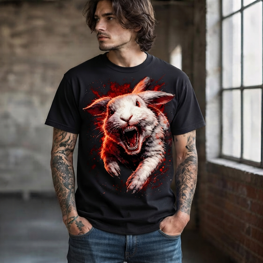 Evil Horror Bunny Fangs Vampire Rabbit Unisex Black Shirt