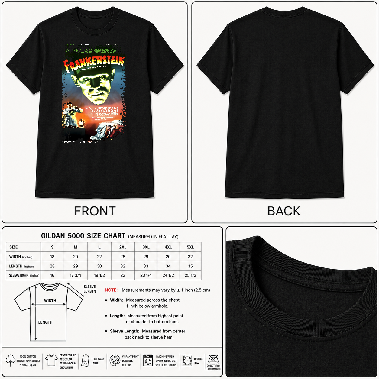 Frankenstein (1931) - Movie Poster inspired Unisex Black Shirt