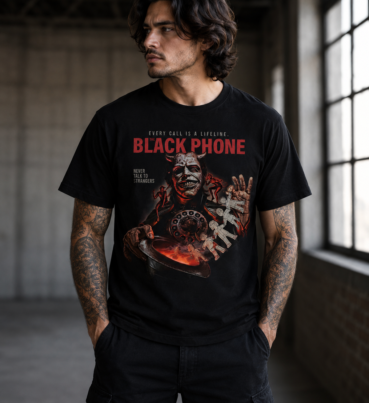 The Black Phone Never Talk To Strangers Horror Movie T-shirt Black S-3XL-TH82010