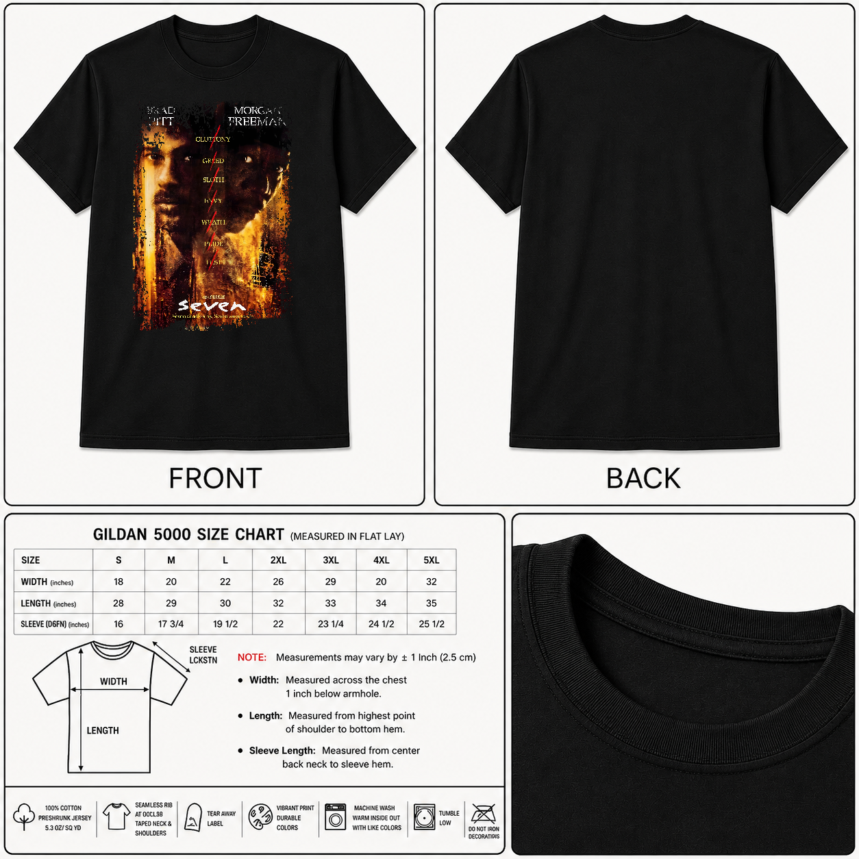 Seven - Movie Poster Inspired Unisex Black Shirt