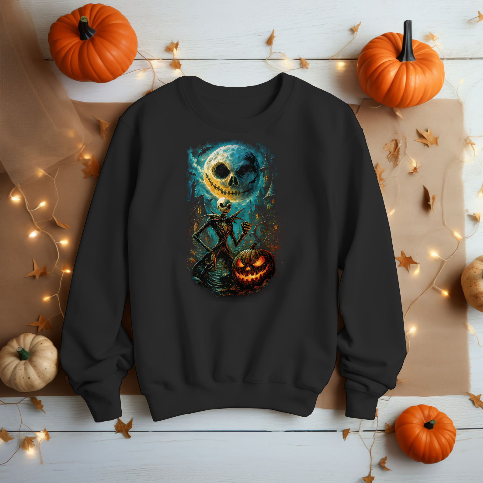 Nightmare Before Christmas Inspired Dark Horror Art Unisex Black Shirt