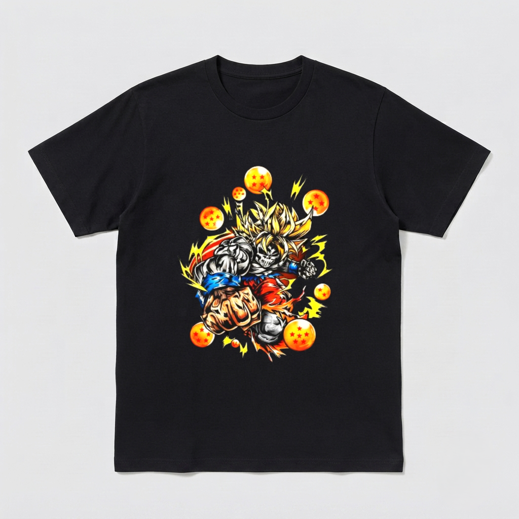 Vintage Anime Warrior Skull Graphic Tee Black Shirt