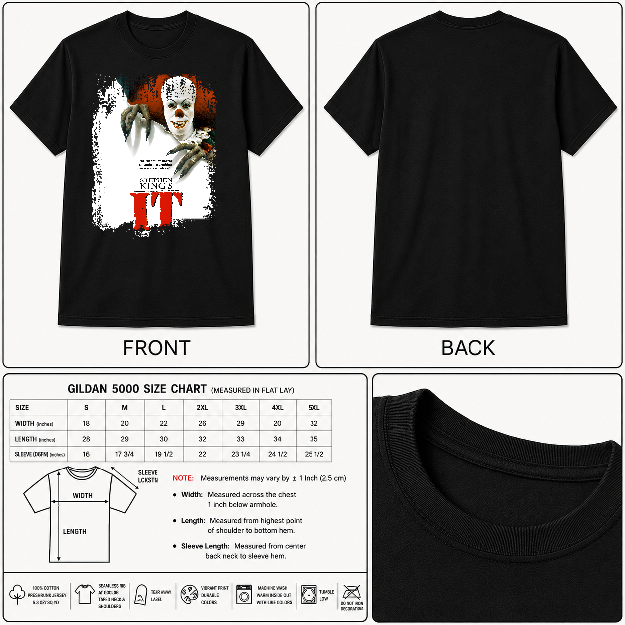 It - Movie Poster Inspired Unisex Black T-Shirt - HQ