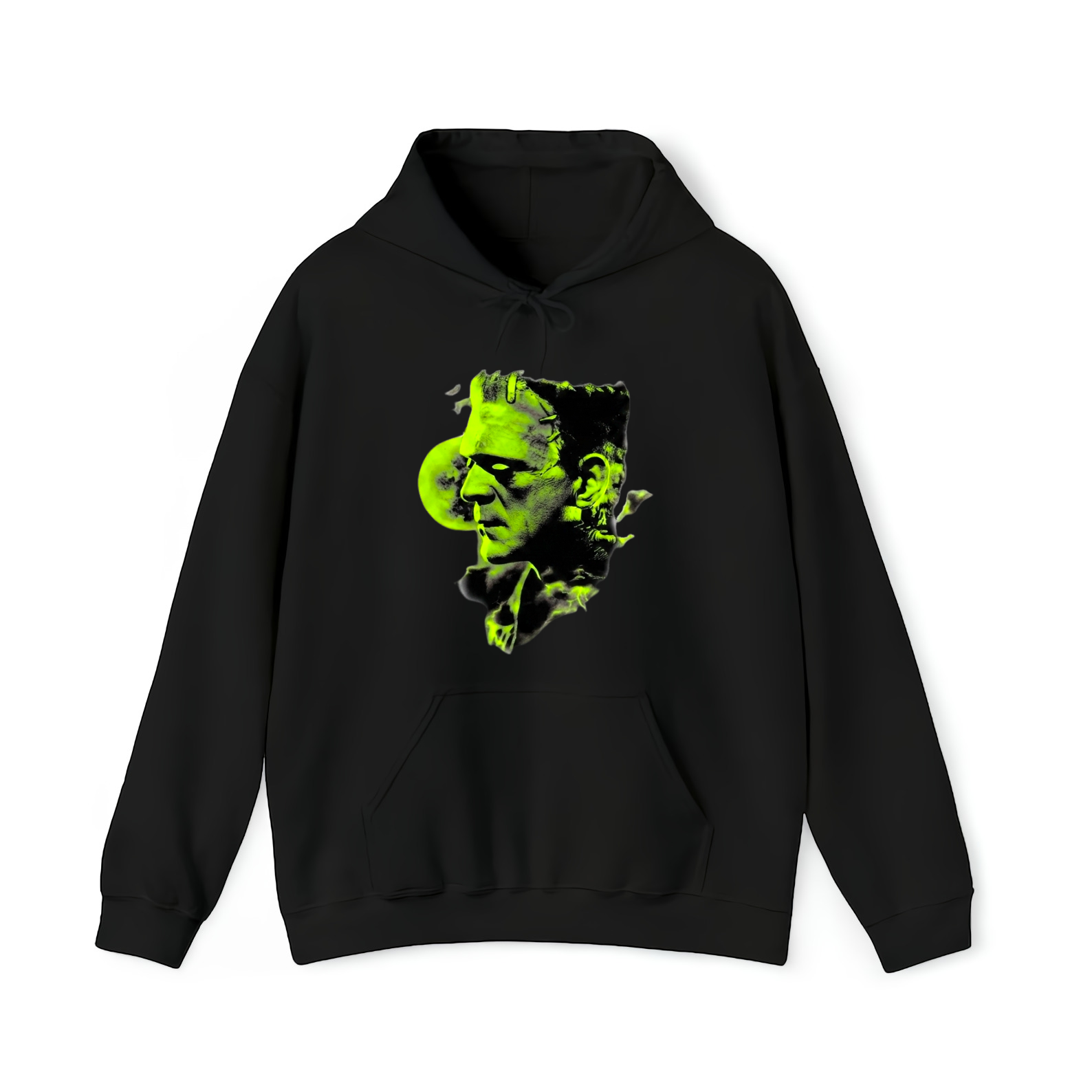 Horror Movie Shirt w Green Skull Lightning Dark Distressed Graphic Tee Art