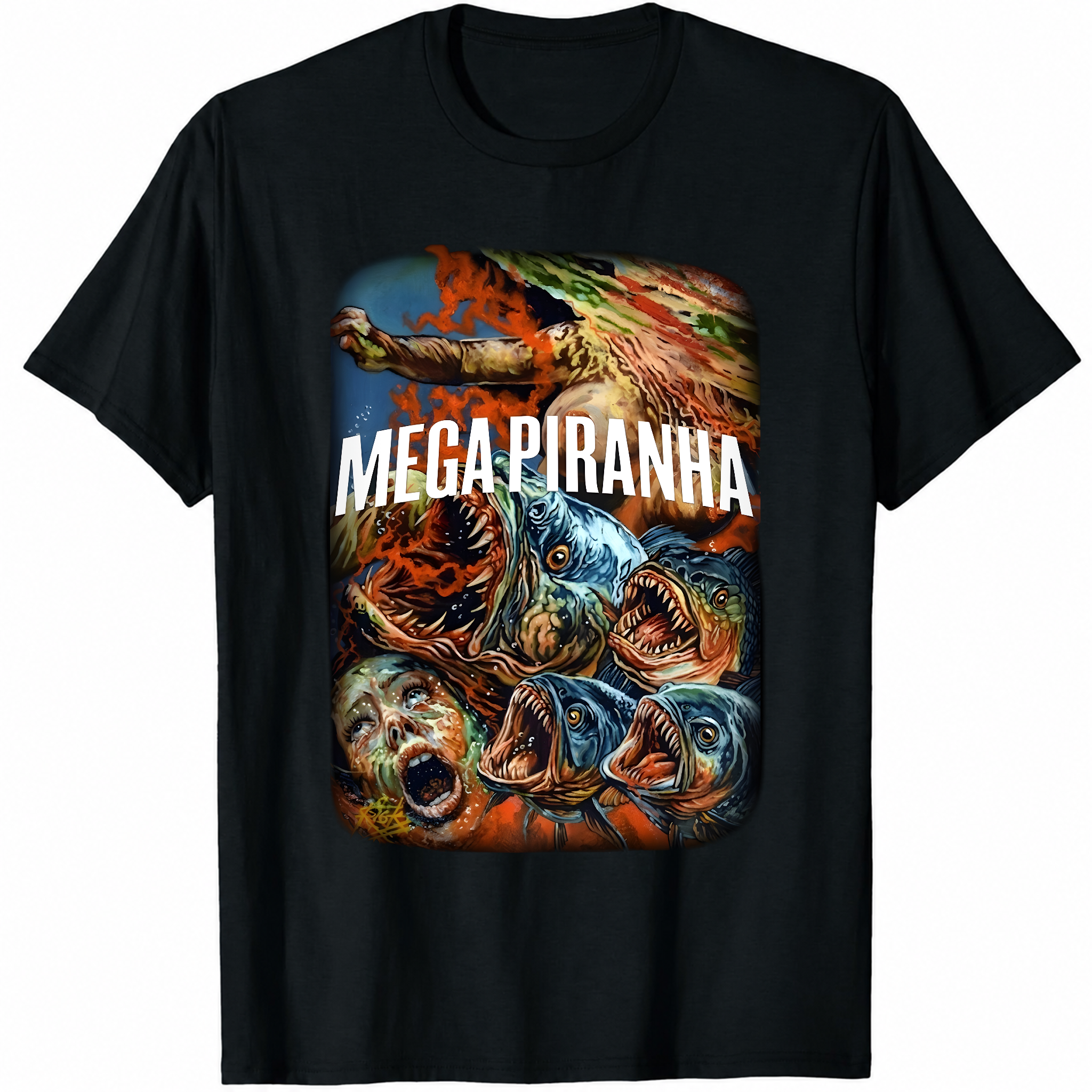 Horror B-Movie T-Shirt - Mega Piranha- Sizes S - 5XL - Gore Terror-TH82089