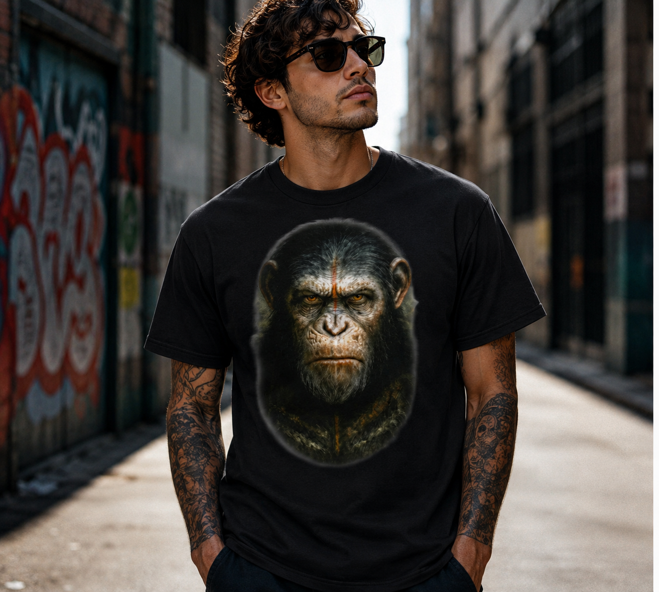 Caesar Planet of the Apes Shirt Gorilla Portrait Ape Warrior Tee