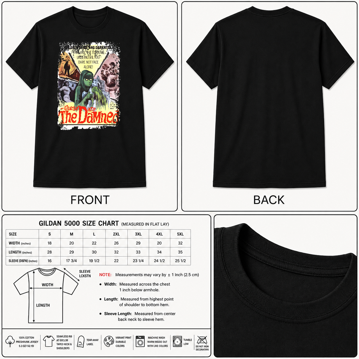 The Damned (1962) - Movie Poster inspired Unisex Black Shirt