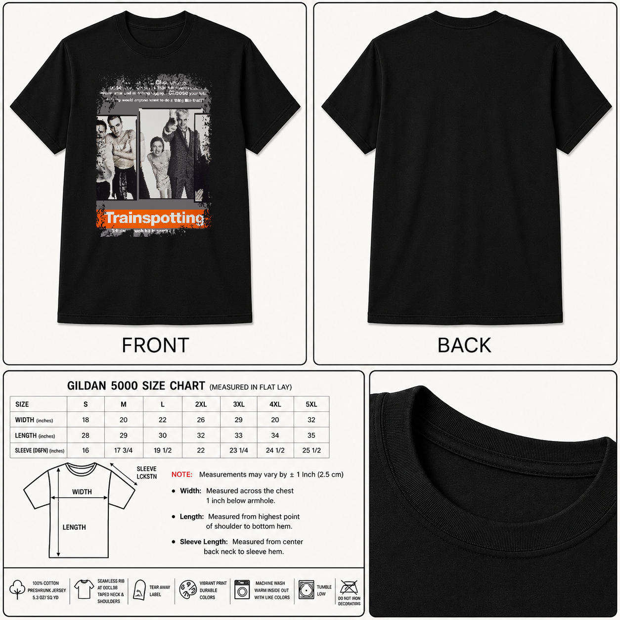Trainspotting - Movie Poster Inspired Unisex Black T-Shirt - HQ