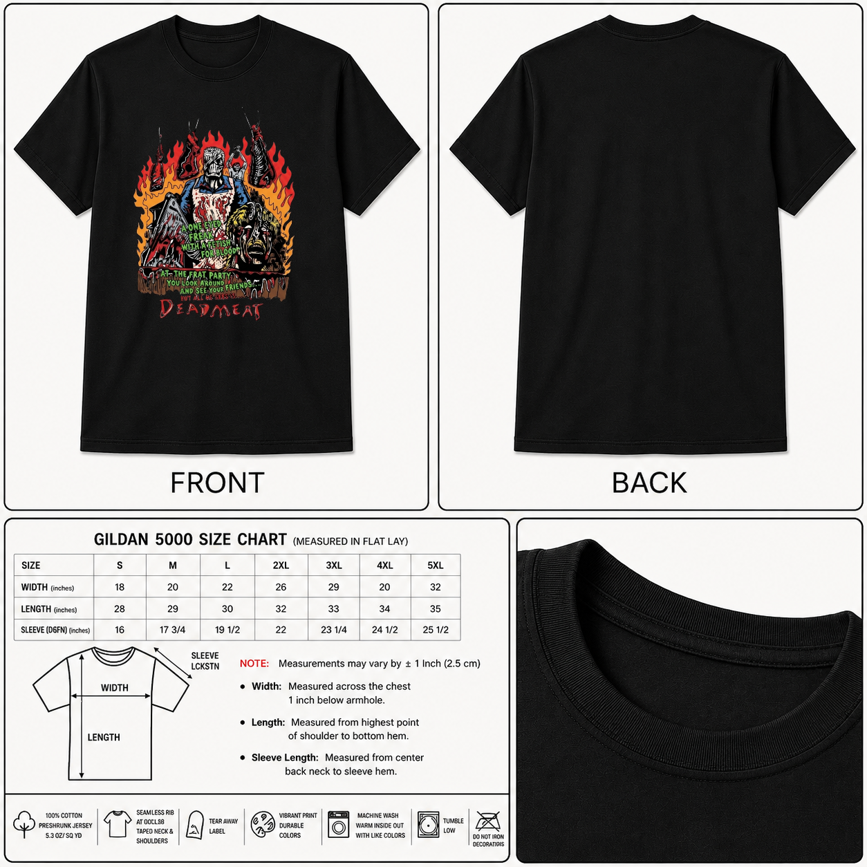 Vintage Slasher Horror Butcher Shirt Dead Meat Creepy Halloween Graphic Tee