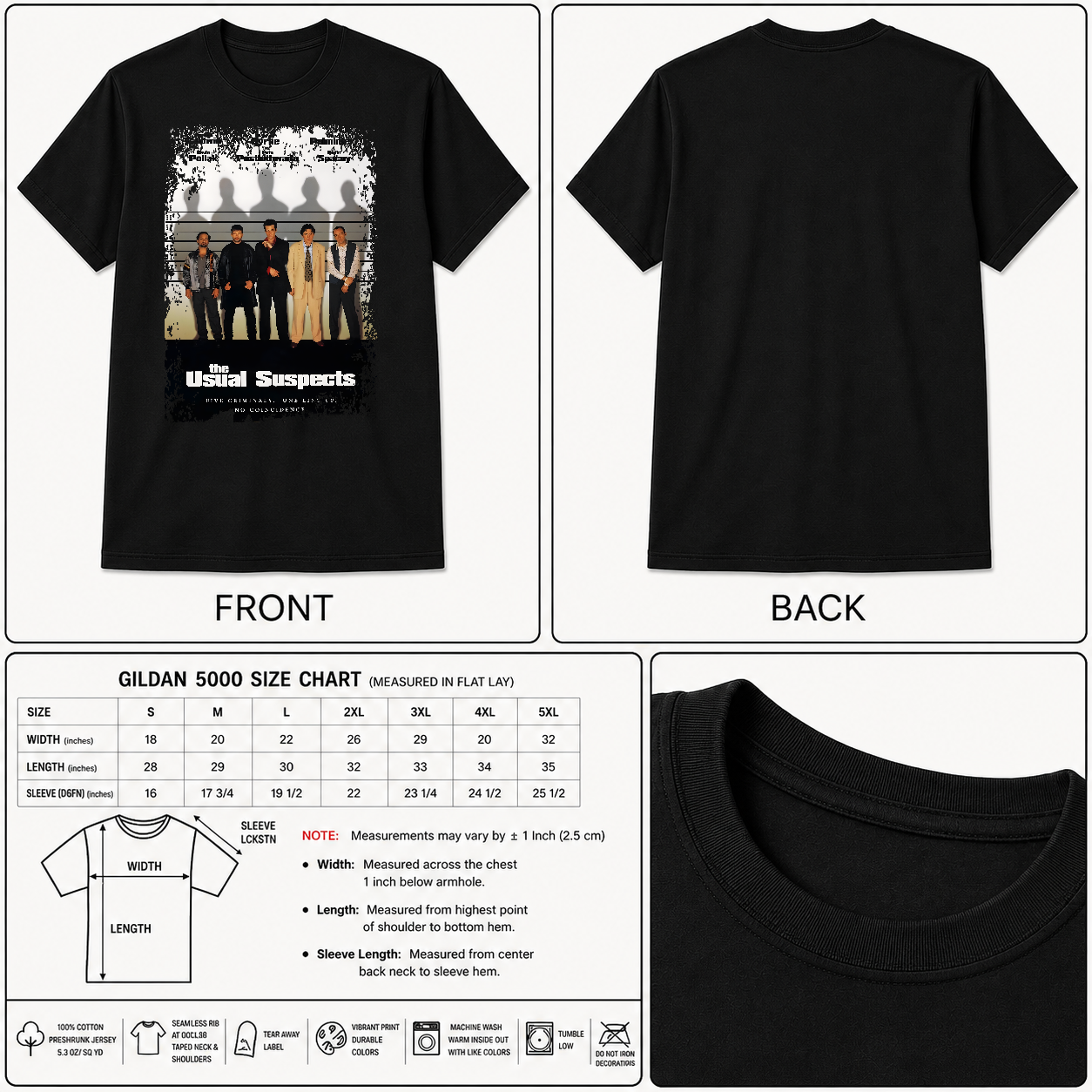 The Usual Suspects - Movie Poster Inspired Unisex Black T-Shirt - HQ