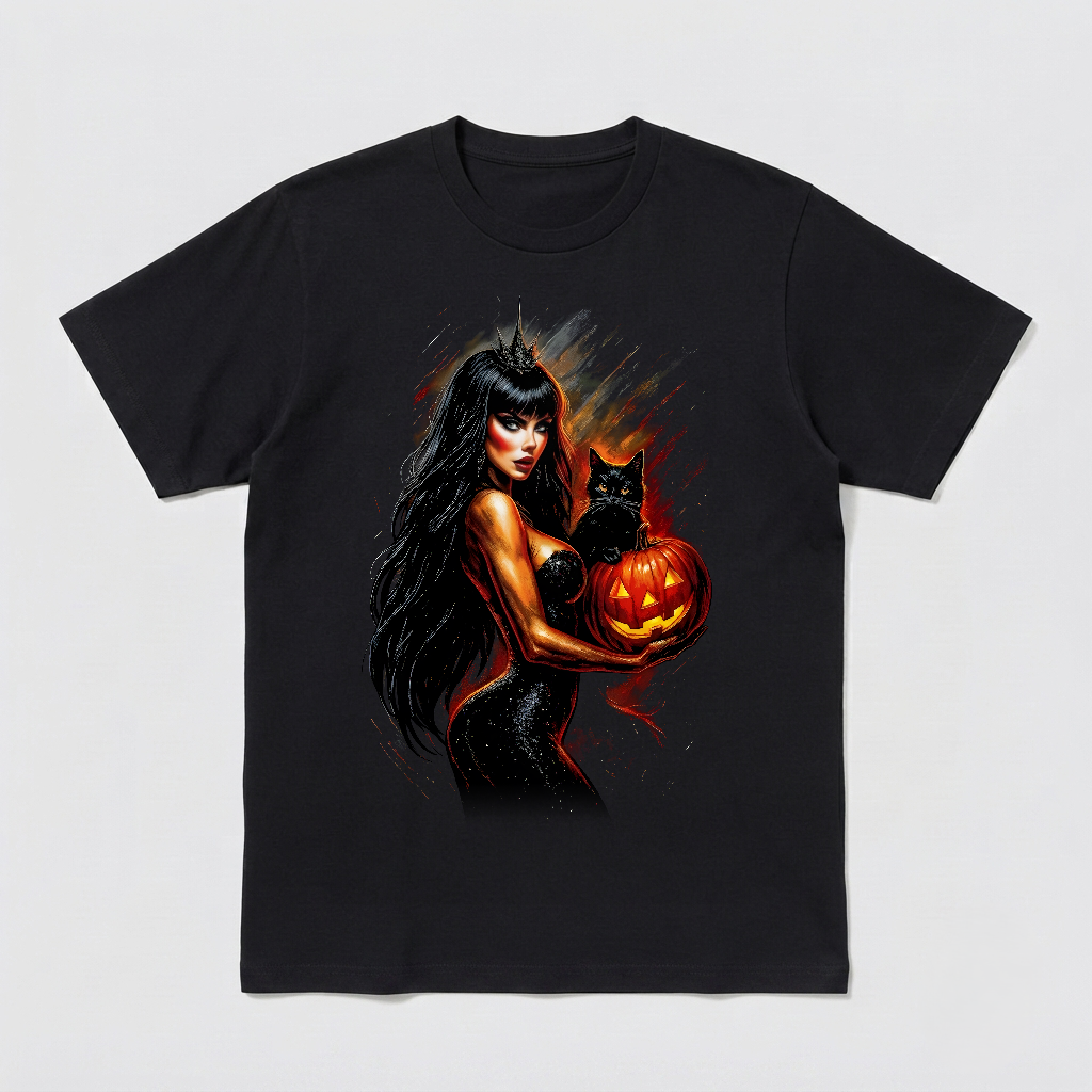 Inspired by Elvira Mistress of the Dark – Cat Pumpkin Halloween Shirt