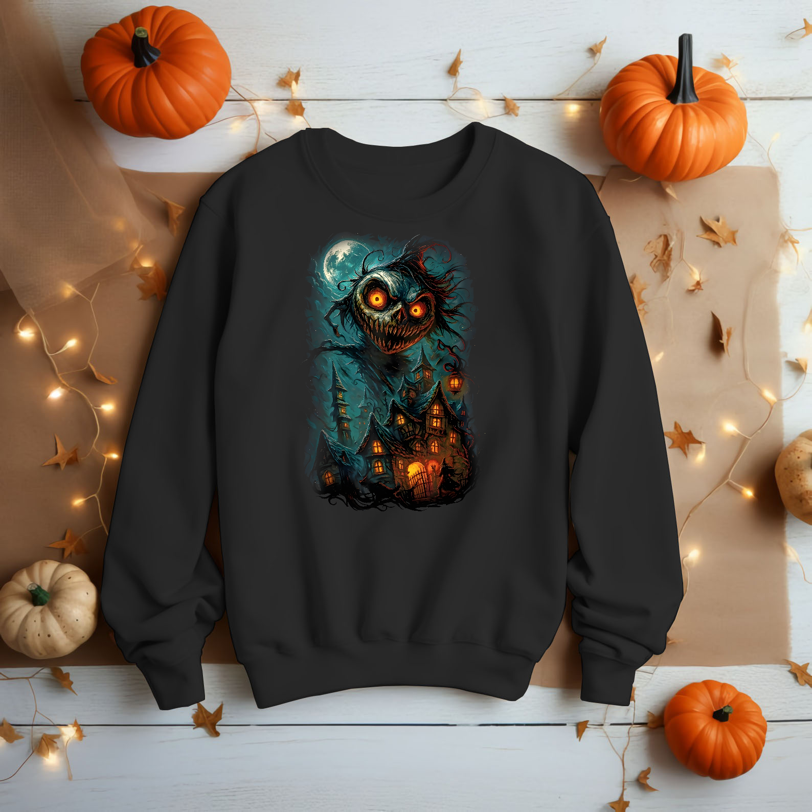 Haunted Mansion Demon Skull Monster Dark Horror Art Unisex Black Shirt