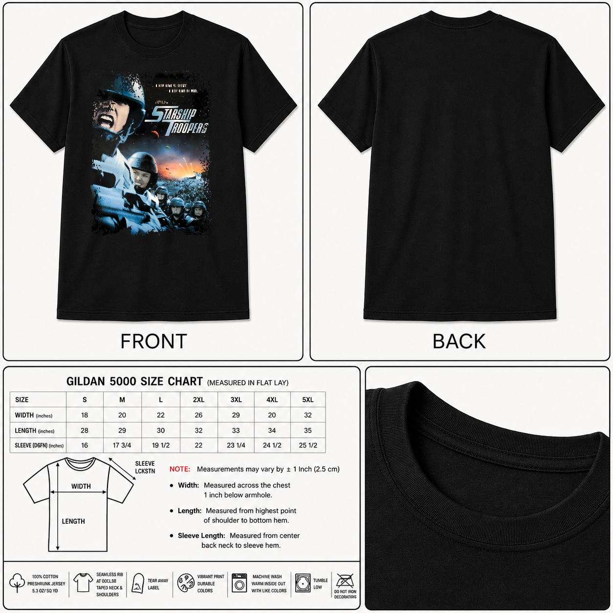 Starship Troopers - Movie Poster inspired Unisex Black Shirt - HQ