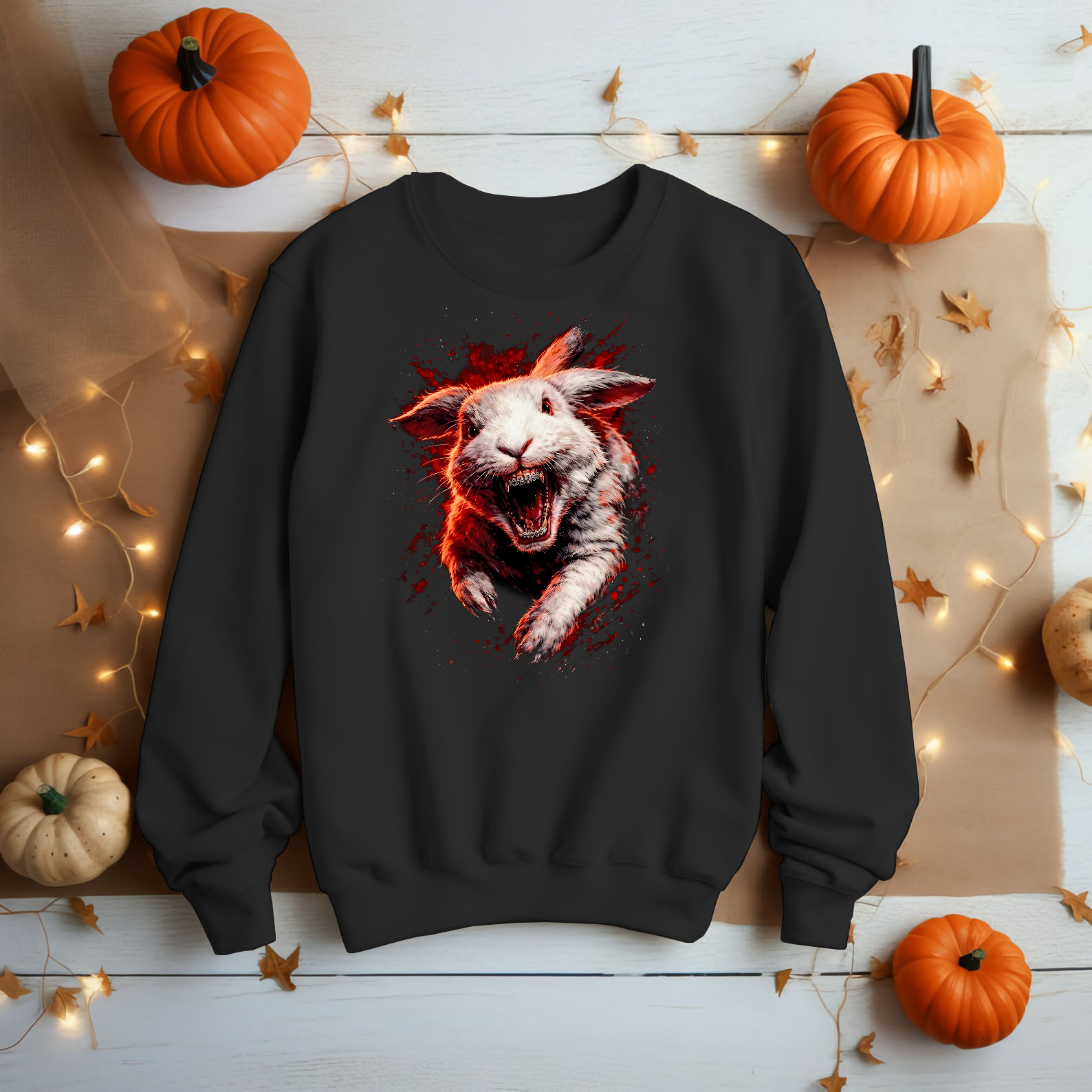 Evil Horror Bunny Fangs Vampire Rabbit Unisex Black Shirt