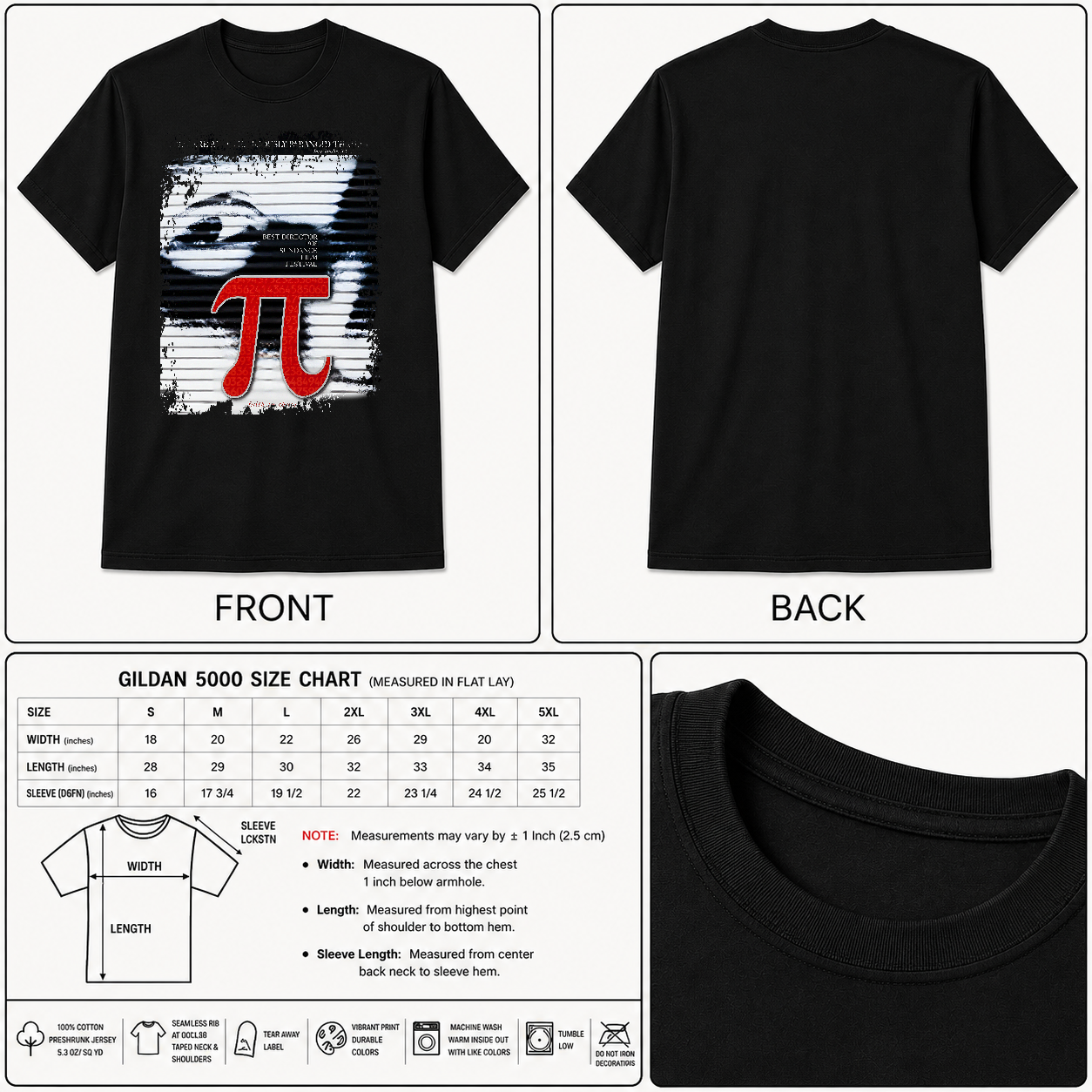 Pi - Movie Poster Inspired Unisex Black T-Shirt - HQ