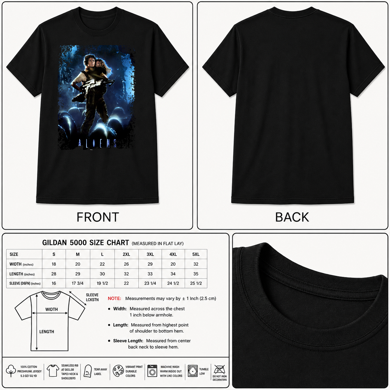 Aliens - Movie Poster Inspired Unisex Black T-Shirt - HQ