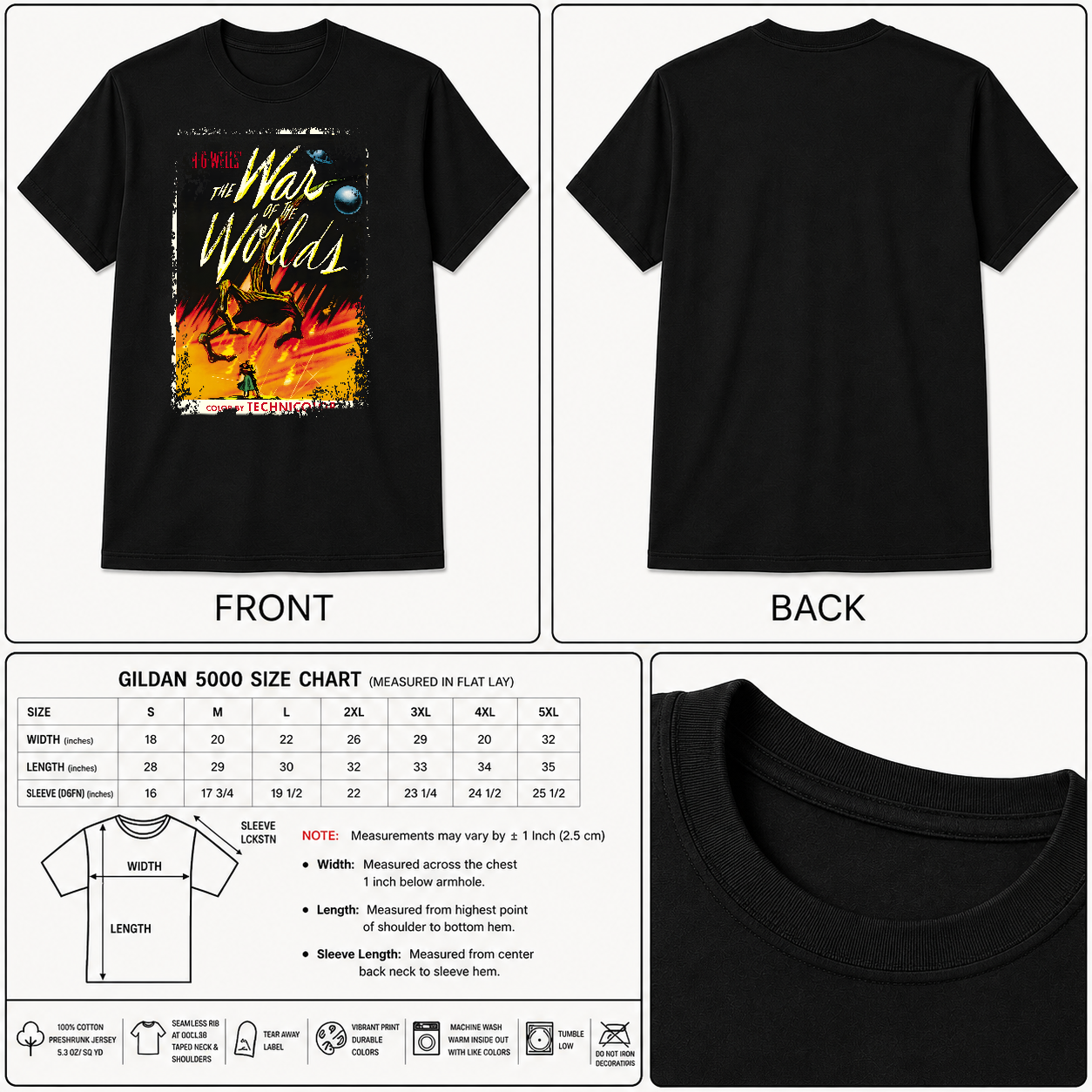 The War of the Worlds (1953) - Movie Poster inspired Unisex Black Shirt - HQ