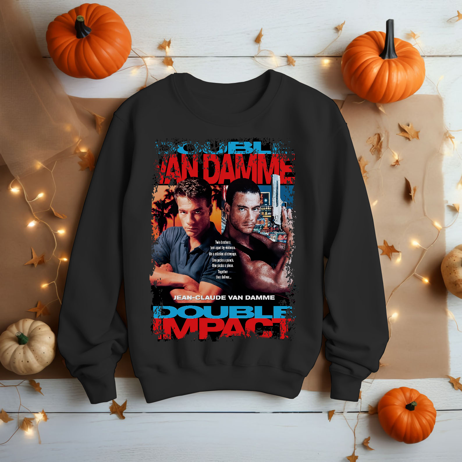 Double Impact - Movie Poster Inspired Unisex Black T-Shirt - HQ