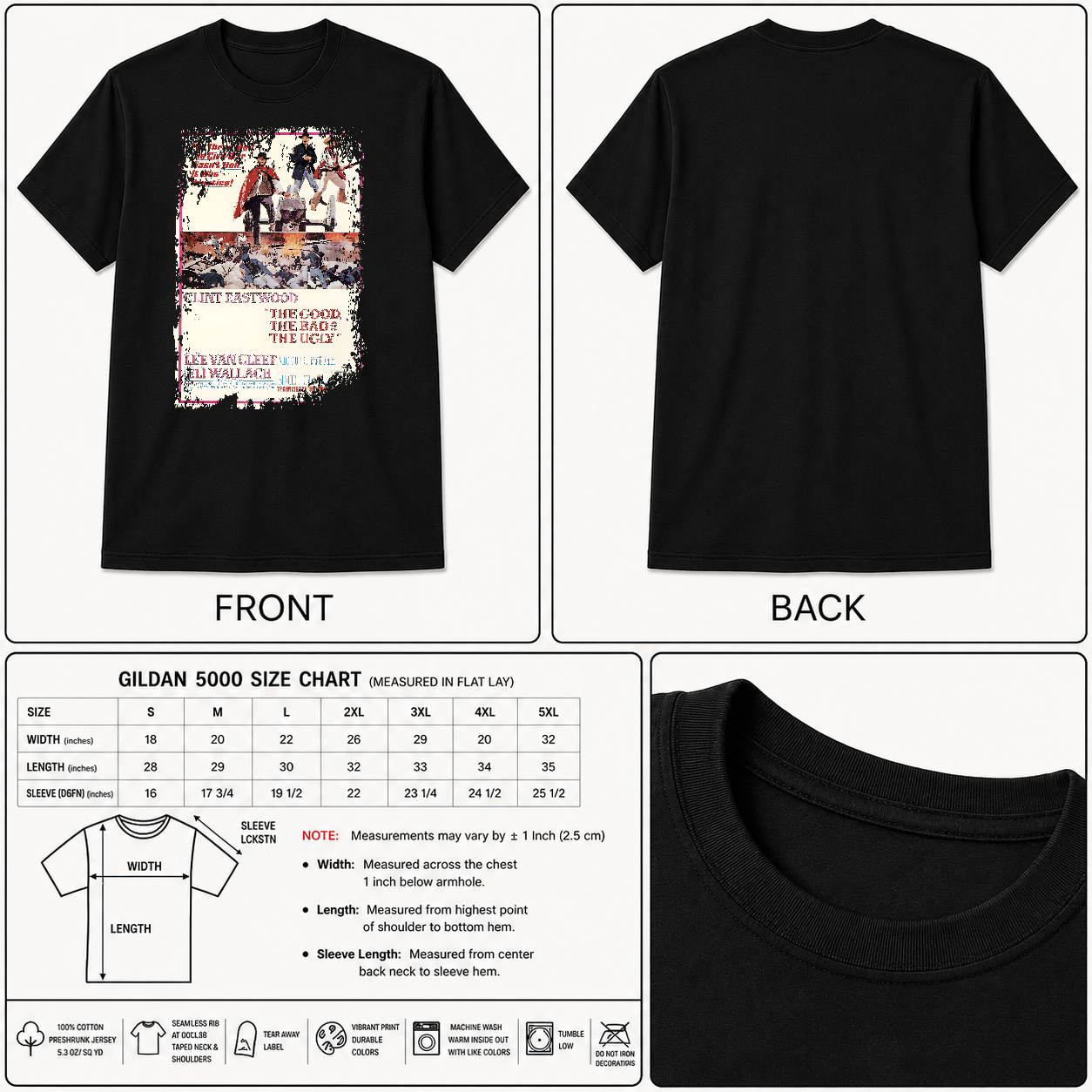 The Good, The Bad & The Ugly - Western Movie Poster inspired Unisex Black Shirt
