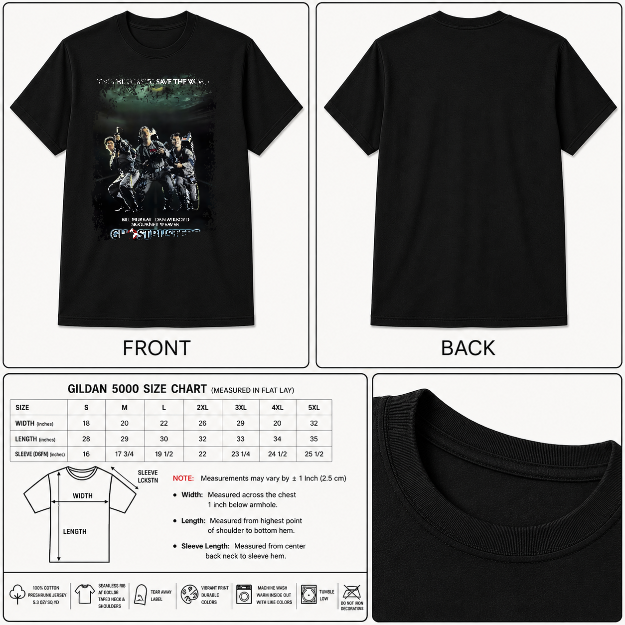 Ghostbusters - Movie Poster Inspired Unisex Black T-Shirt - HQ