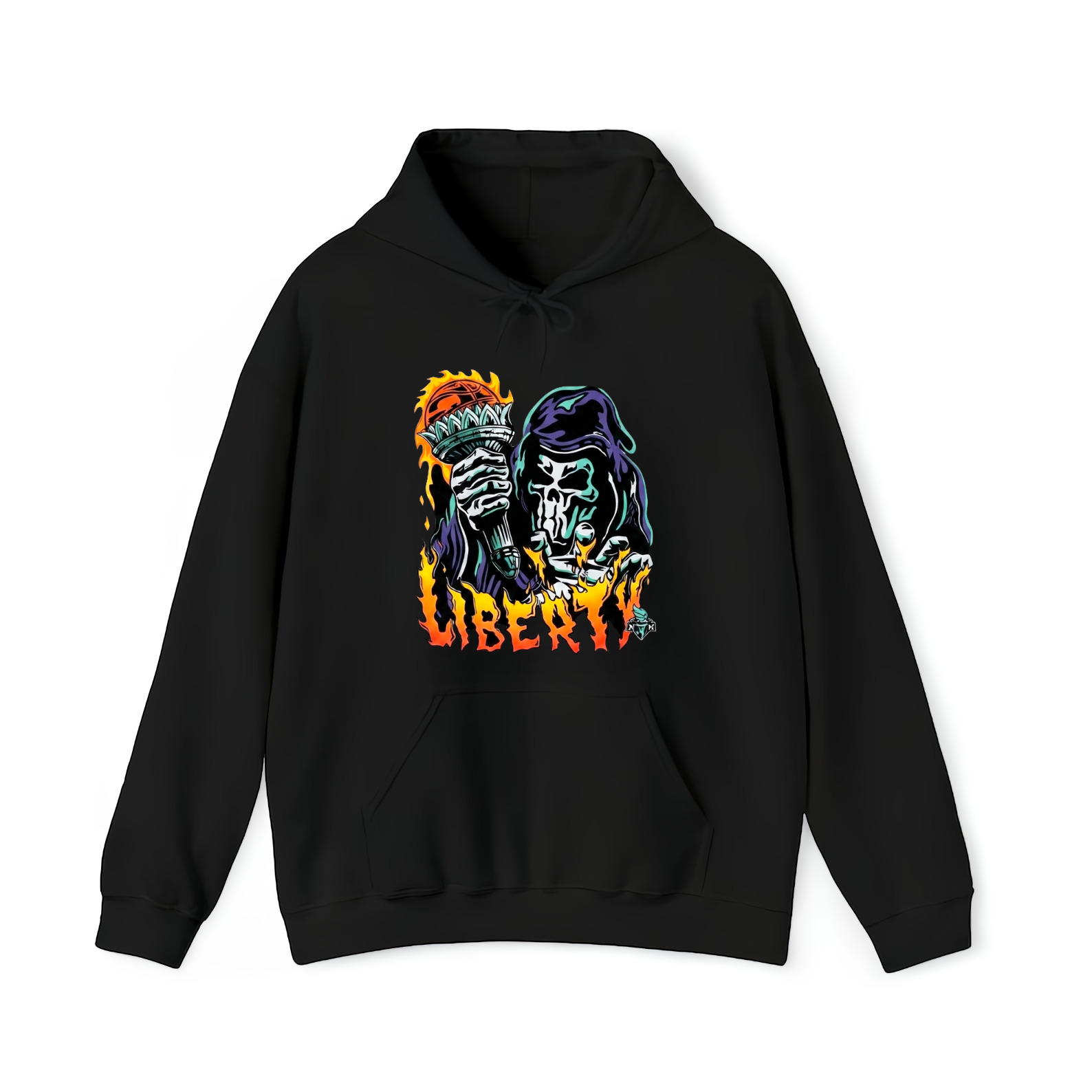 Grim Reaper Statue Torch Flame Graphic Tee Vintage Basketball Skeleton Shirt