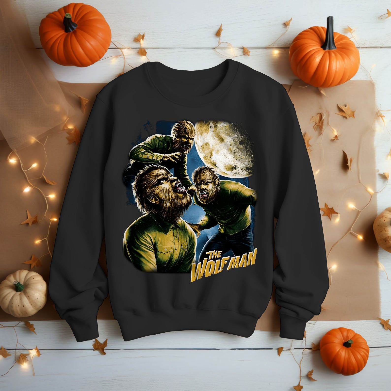 Vintage Wolf Man Horror Movie Graphic Shirt