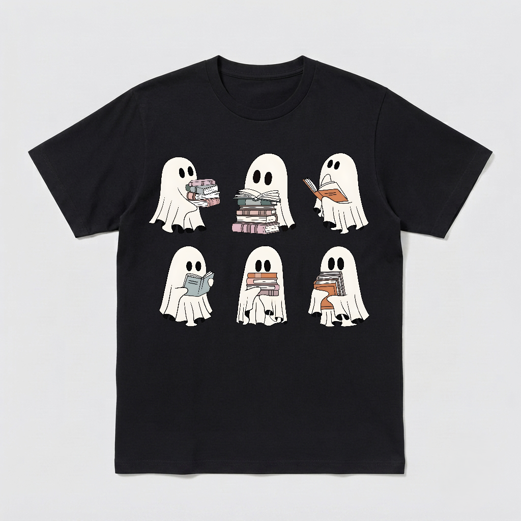 Ghost Reading Books Shirt, Halloween Teacher Gift, Ghost Reading Book Sweater, Spooky Season Trendy Shirt, Halloween Ghost