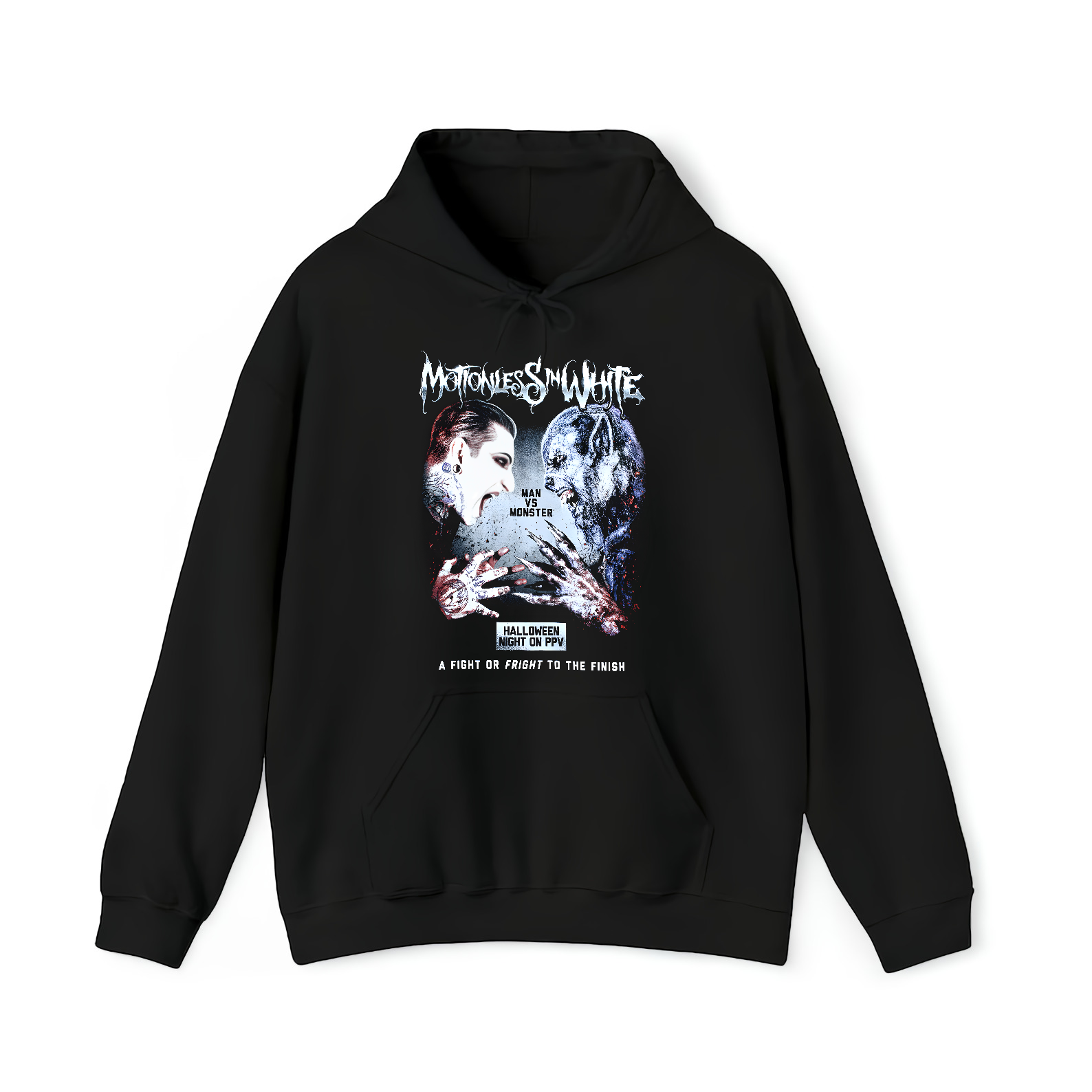 Motionless In White Man vs Monster Halloween Horror Rock Band Tee Shirt - HQ