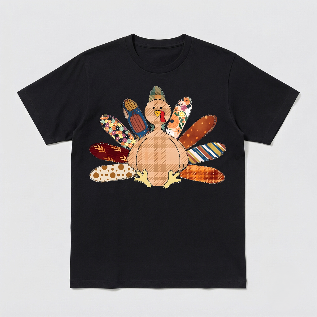 Patchwork Turkey Shirt, Thanksgiving Turkey Shirt, Thanksgiving Shirt, Gift For Thanksgiving, Cute Turkey Shirt
