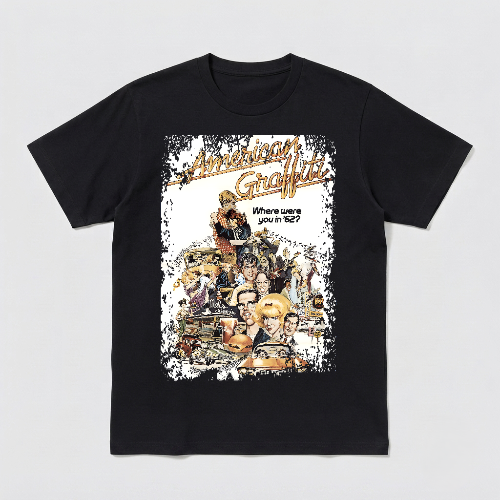 American Graffiti - Movie Poster Inspired Unisex Black T-Shirt - HQ3