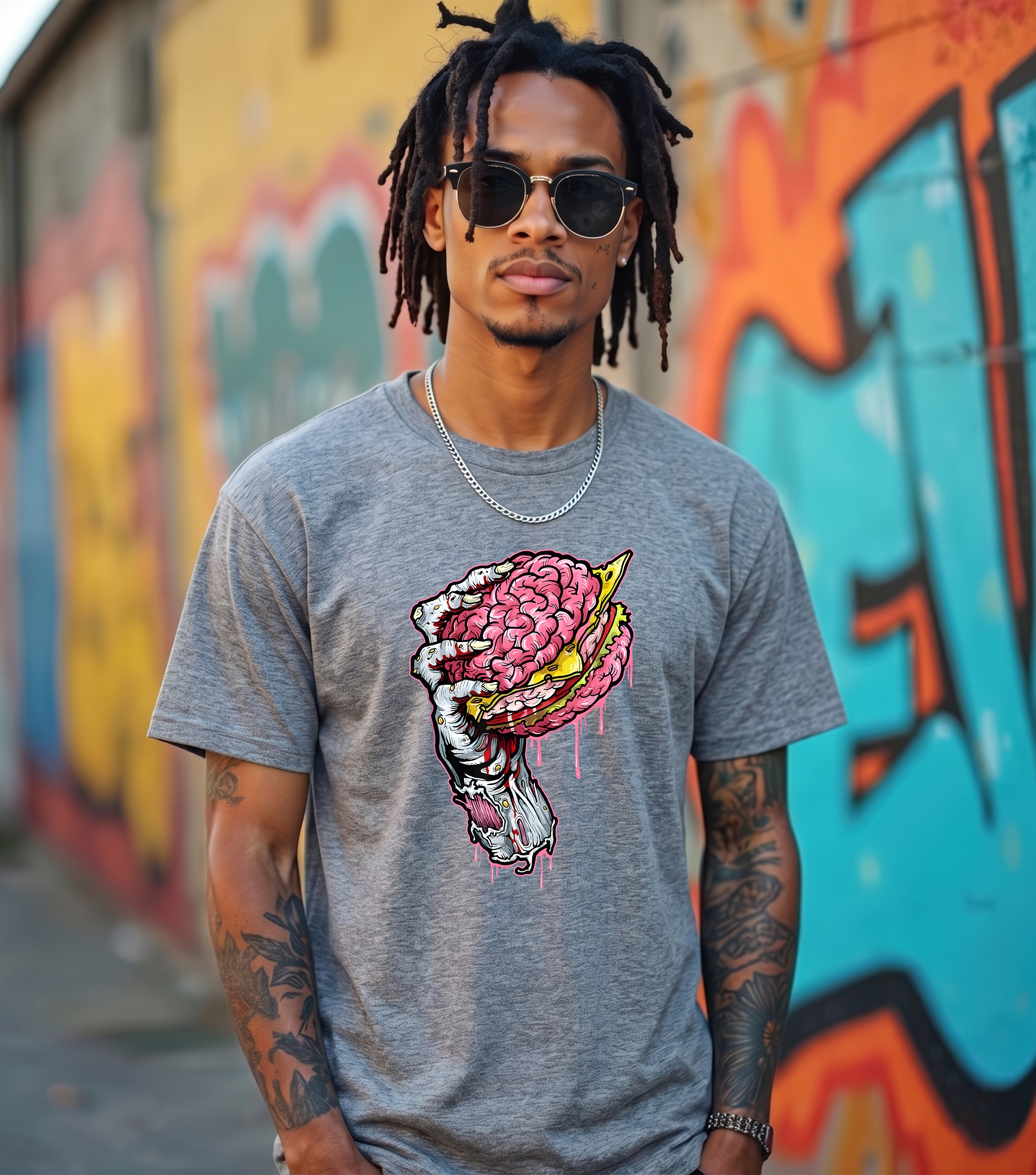Zombie Brain Hamburger Halloween Horror Humor T-Shirt-TH82093