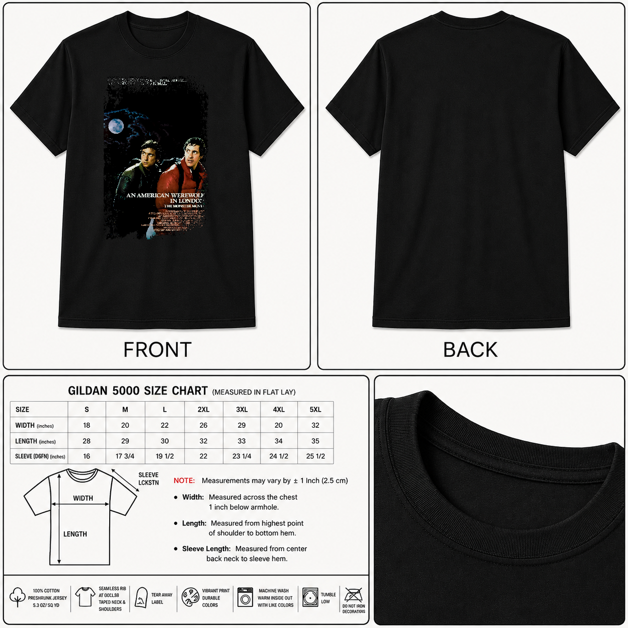 An American Werewolf in London - Movie Poster Inspired Unisex Black Shirt