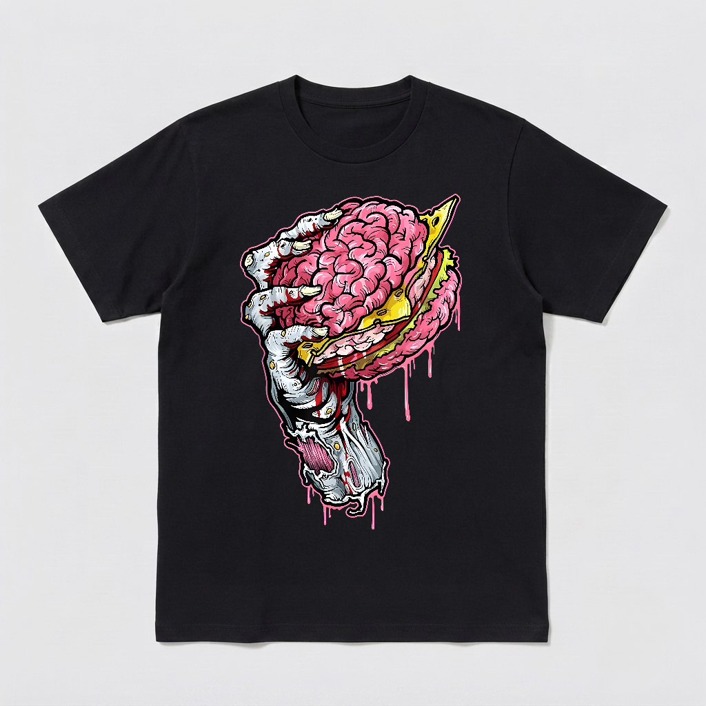 Zombie Brain Hamburger Halloween Horror Humor T-Shirt-TH82093