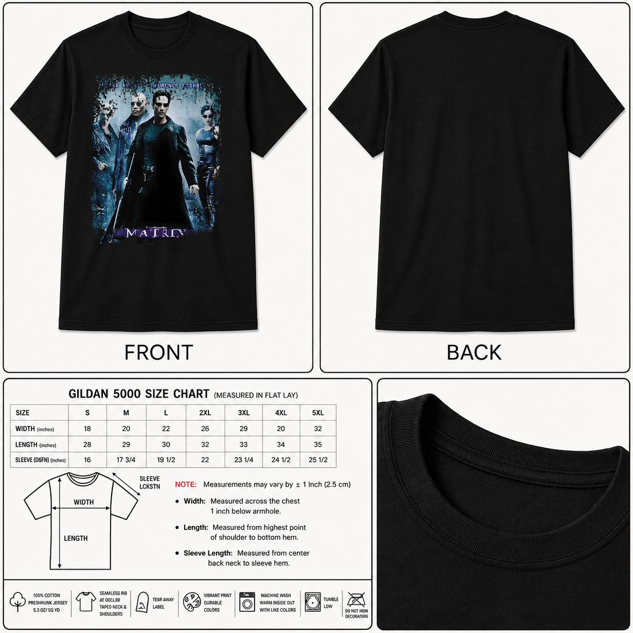 The Matrix - Movie Poster Inspired Unisex Black Shirt - HQ