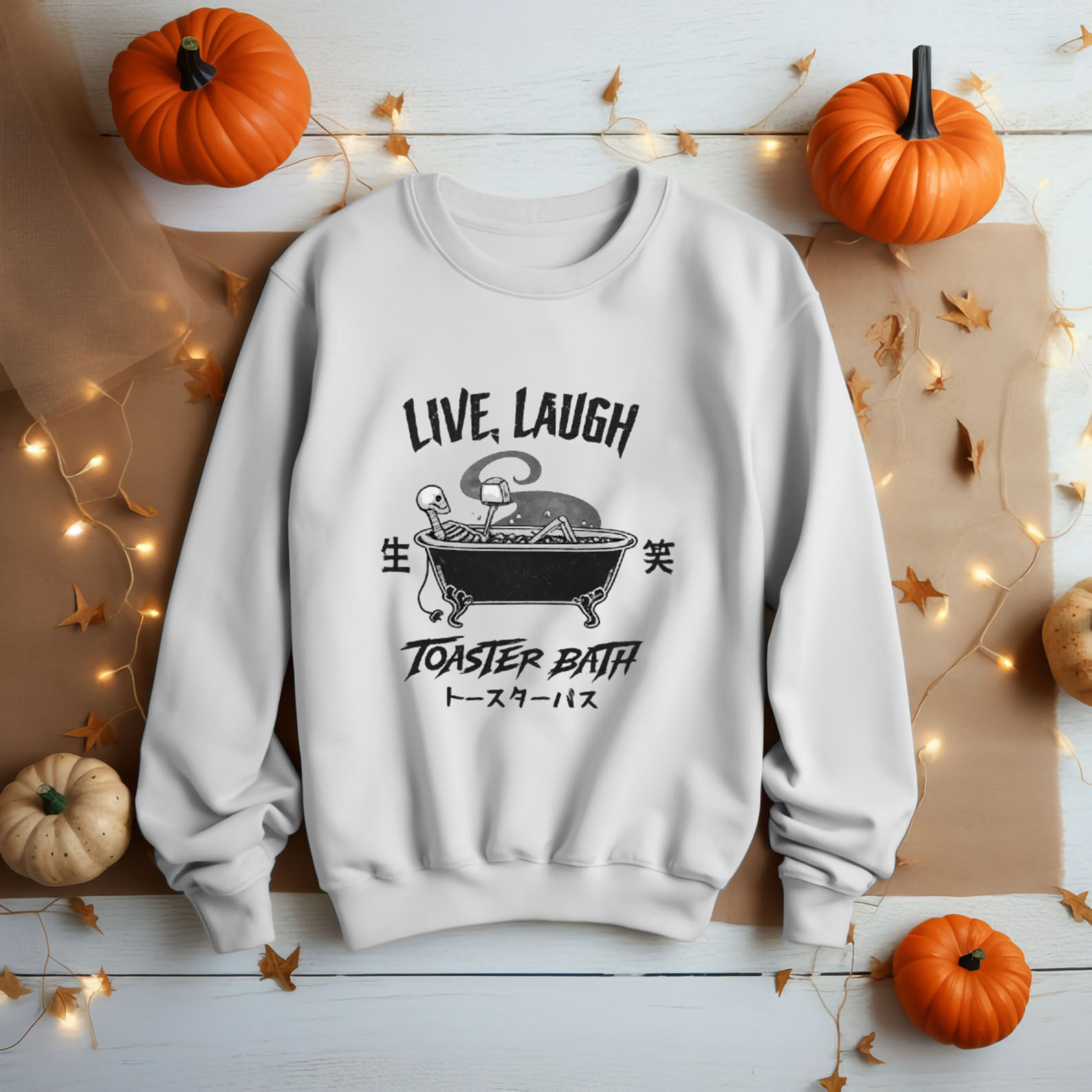 Live Laugh Toaster Bath Shirt Unisex Skeleton Funny Dark Humour Sarcastic Retro