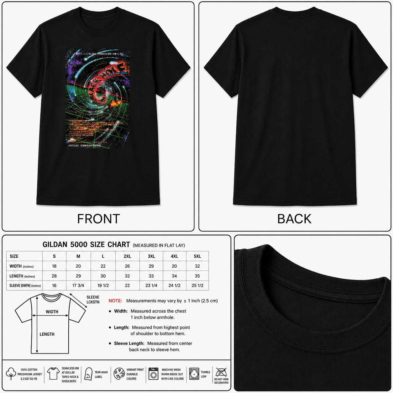 The Black Hole - Movie Poster inspired Unisex Black T-Shirt - HQ