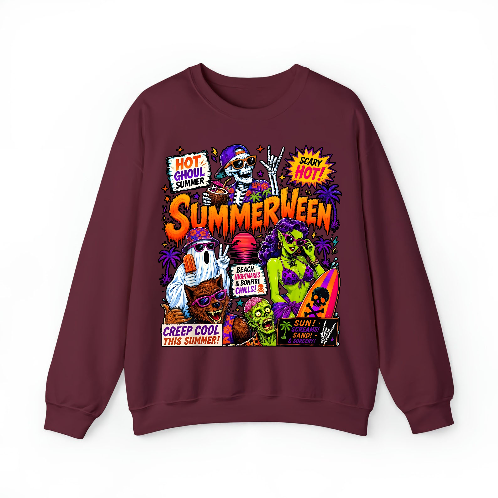 Spooky Summerween, Funny Ghost Skeleton Halloween Summer T-Shirt-TH82091