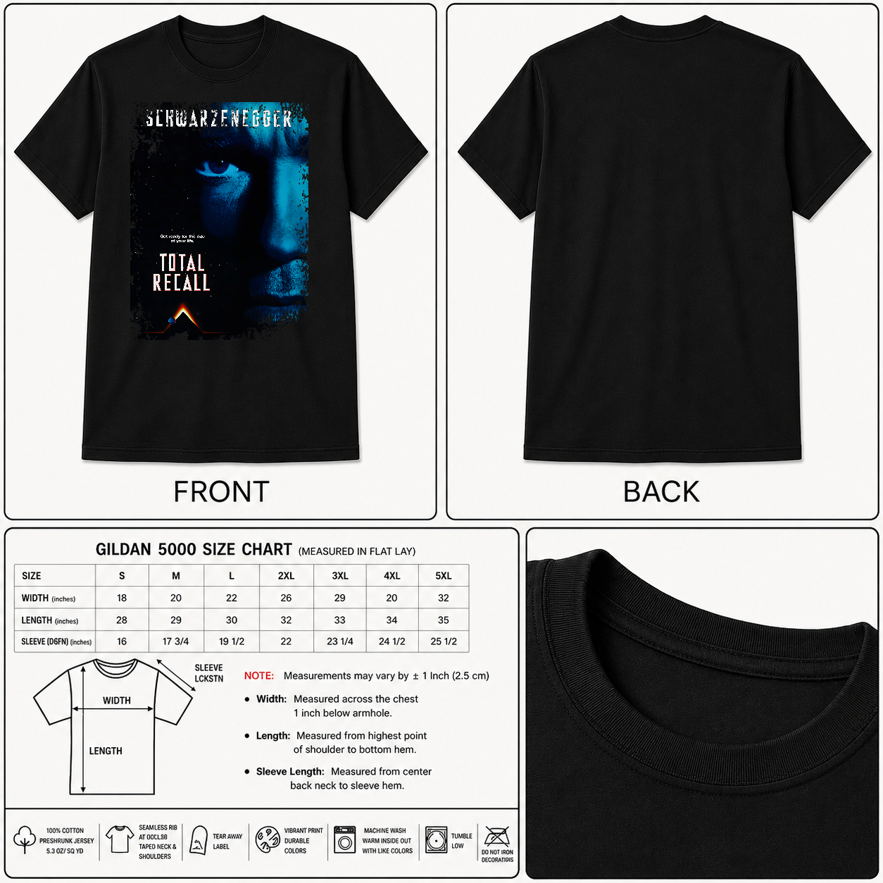 Total Recall - Movie Poster inspired Unisex Black Shirt - HQ